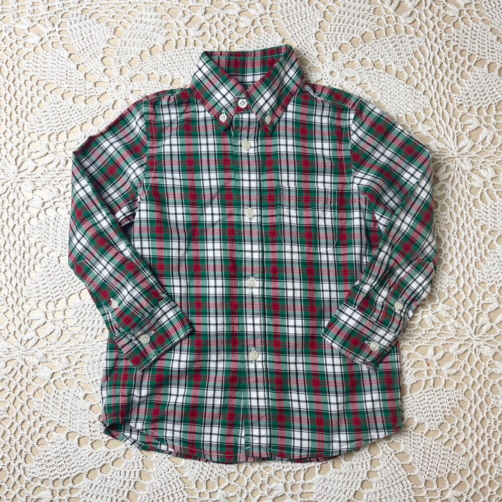 E Land Baby Boy 3t Holiday Plaid Button Down Boutique Collared Long Sleeve Shirt